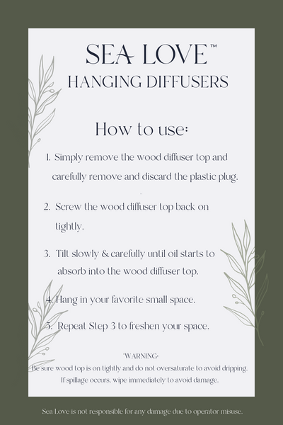 HANGING DIFFUSER CARE CARD 3x5