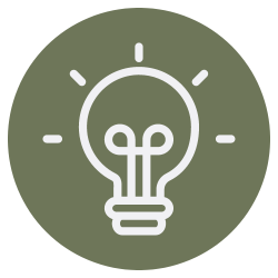 A simple light bulb icon on a solid green background, representing an idea or inspiration.